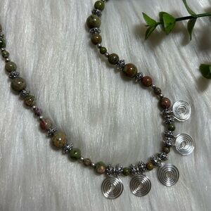 Unakite gemstones toggle clasp necklace